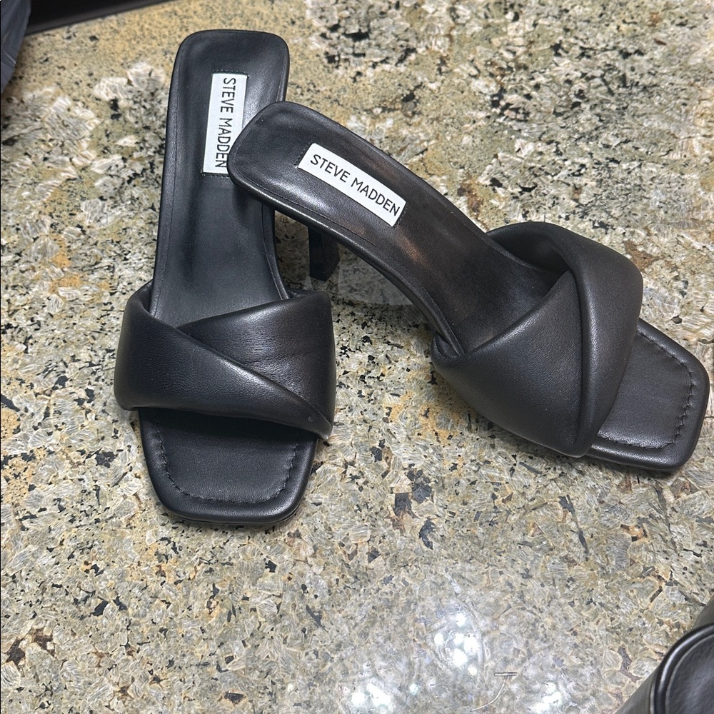 Steve Madden Black Crisscross Slide Sandals